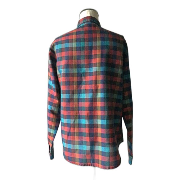 Miss B Jewel Tone Red Teal Plaid Long Sleeve Button-Front Shirt - Size 11/12 - Picture 7 of 9
